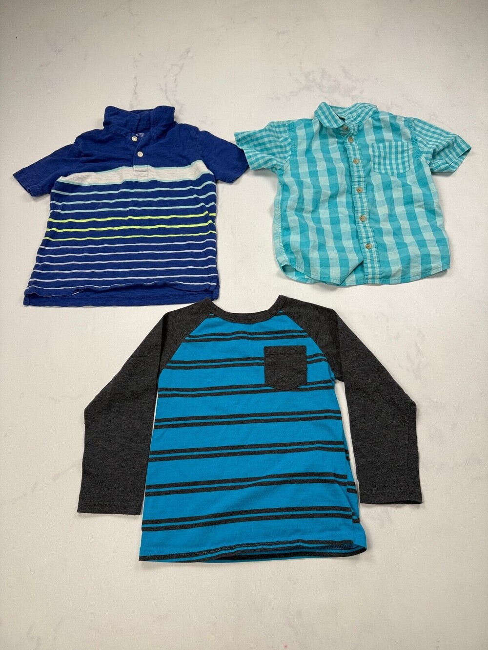 Boys Polo & Long Sleeve Shirt Blue 2000s Statement Piece Lot of 3 - Boys 5T